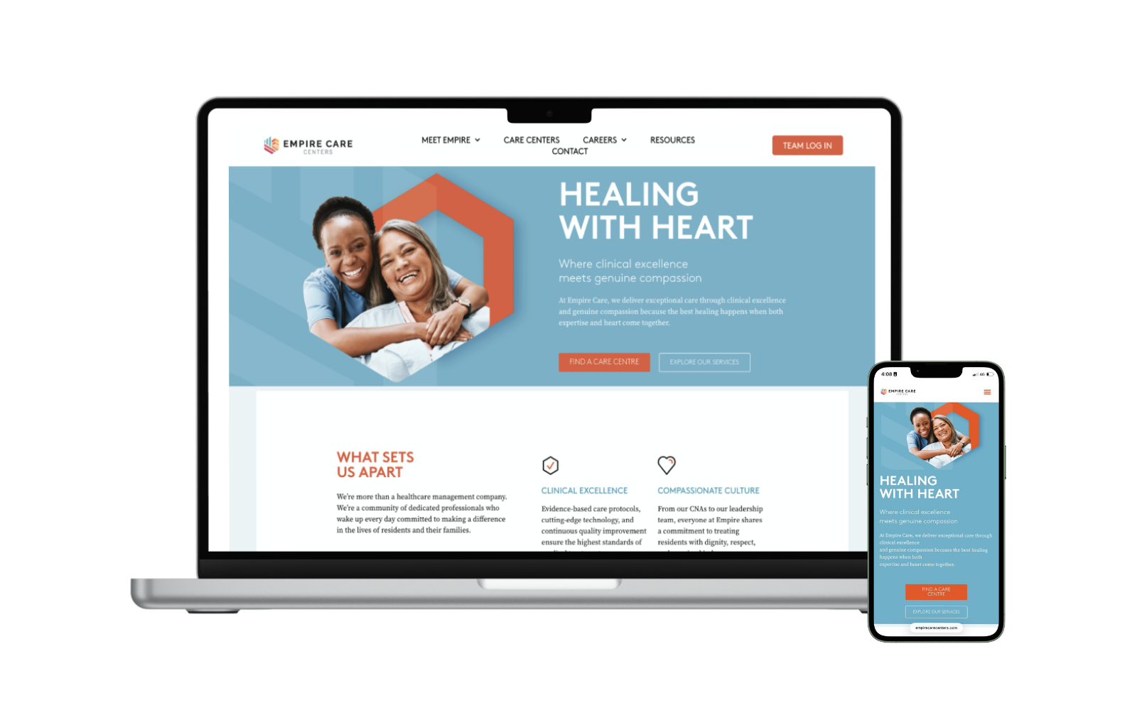 Empire Care Centers website mockup